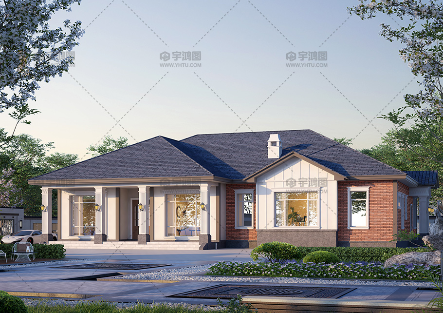 一层新中式砖混结构别墅图纸占地266自建别墅